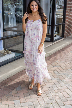 STORIA Women's Dresses Floral Tiered Ruffle Maxi Dress