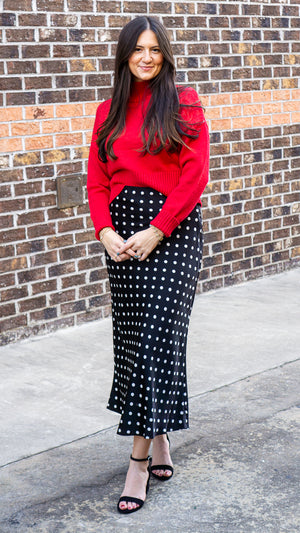 STORIA Women's Skirts Polka Satin Skirt