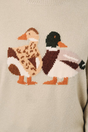 SUNDAY EDITION Women's Sweaters Round Neck Mallard Duck Graphic Long Sleeve Knit Sweater