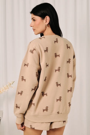 SUNDAY EDITION Women's Sweatshirt Round Neck Weenie All Over Print Sweatshirt