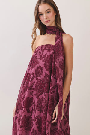TCEC Women's Dresses Floral Print Scarf Maxi Dress