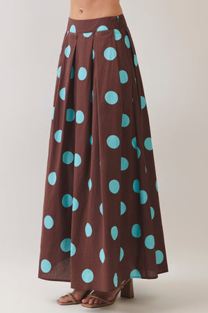 TCEC Women's Skirts Polka Dot Pleated Maxi Skirt