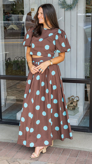 TCEC Women's Top Polka Dot Puff Sleeve Crop Top