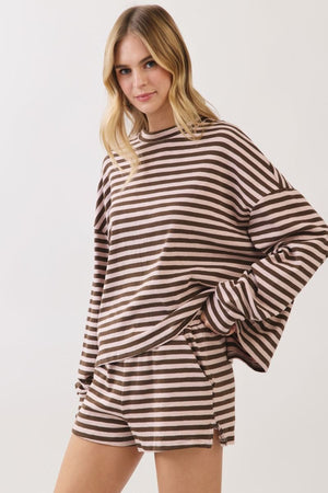 TCEC Women's Top Striped Relaxed Fit Long Sleeve Top