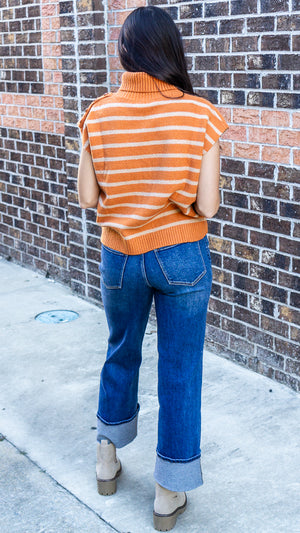 THML Women's Sweaters Turtleneck Stripe Vest || David's Clothing