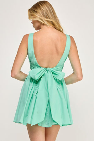 VINTAGE STORE Women's Dresses Poplin Back Ribbon Mini Dress