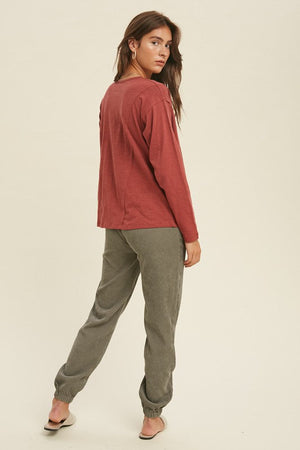 WISHLIST Women's Top Button-Up Cotton Slub Top || David's Clothing