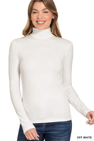 ZENANA Women's Top OFFWHITE / S Premium Microfiber Mock Neck Top MT-9094M8