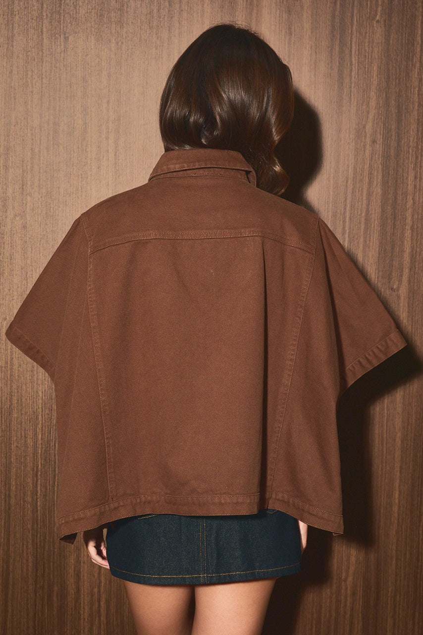 Collared Twill Cape Jacket