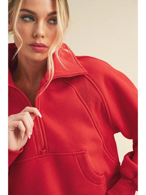 AEMI+CO Women's Pullovers Dove Funnel Neck Half Zip