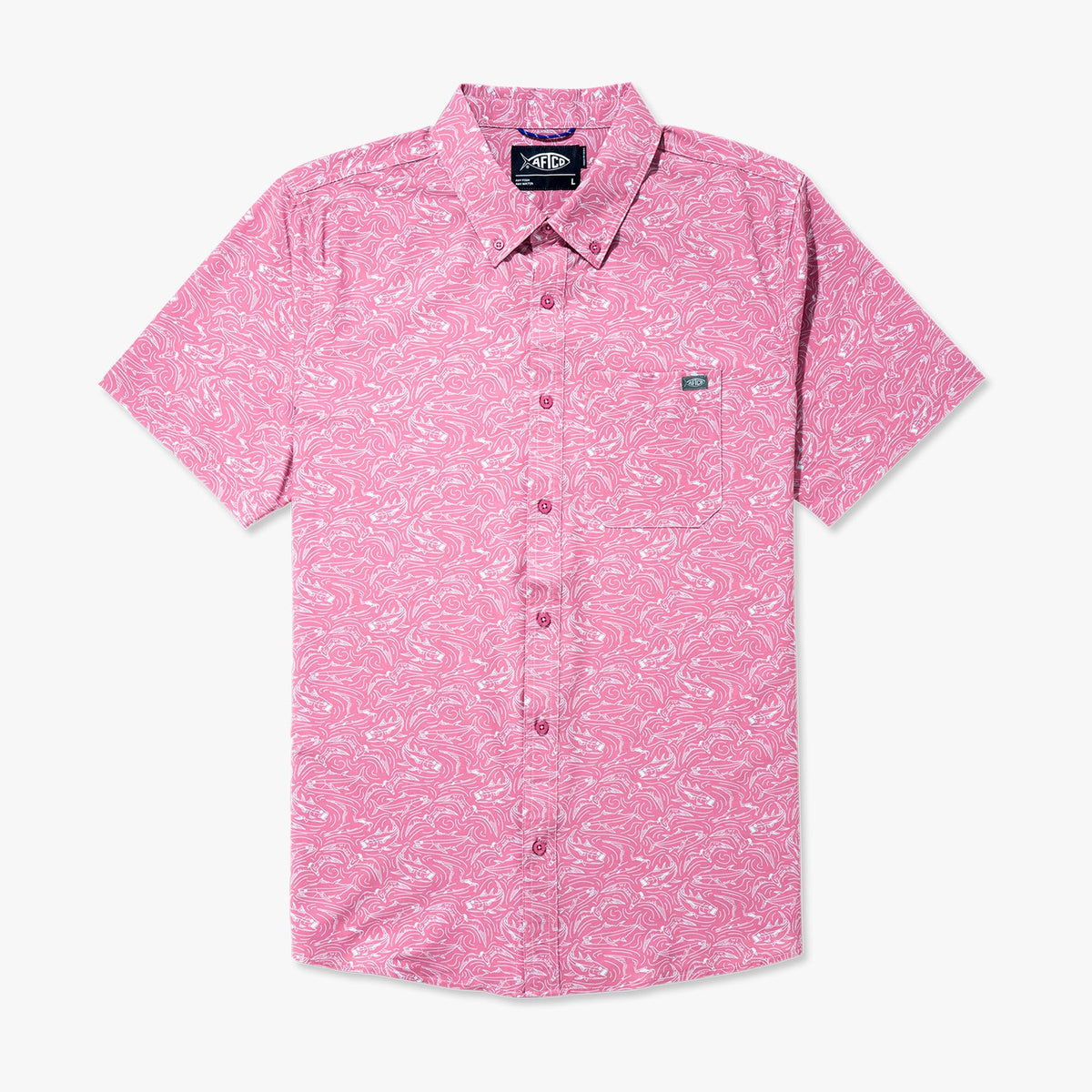 AFTCO MFG Men's Sport Shirt WILD ROSE / S Aftco Boatbar SS Button Down Shirt M45346WRS