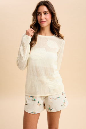 ANNIEWEAR Women's Shorts Mallard Duck Print Drawstring Relaxed Fit Shorts