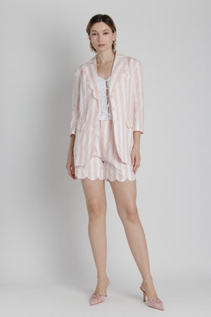 AUREUM Women Jackets Striped Scallop Blazer