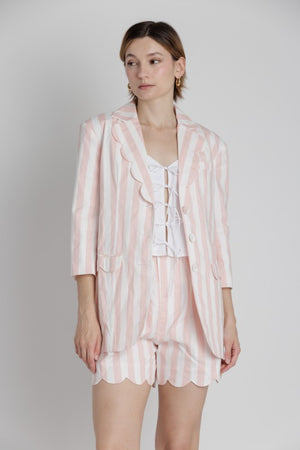 AUREUM Women Jackets Striped Scallop Blazer