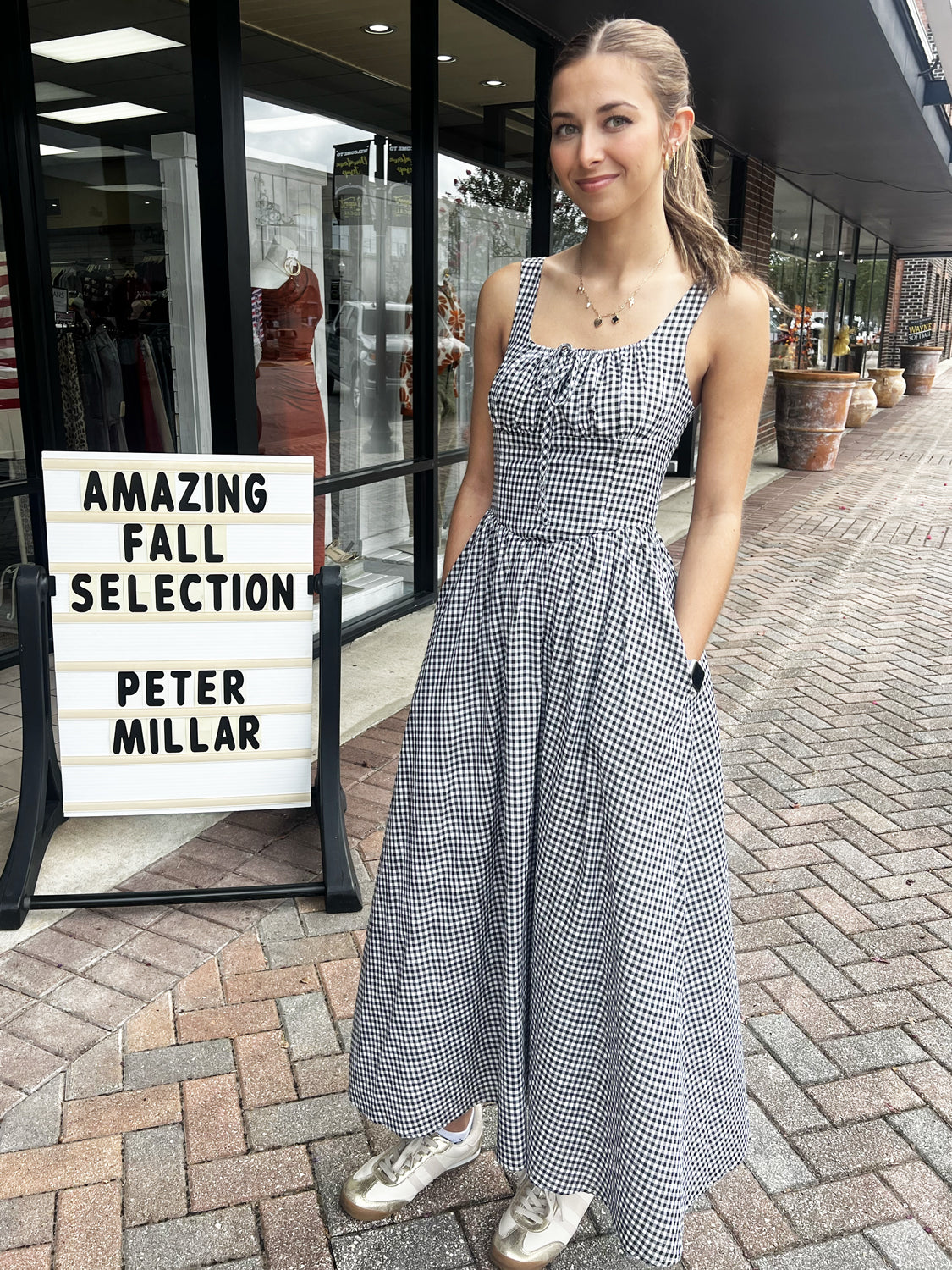 AUREUM Women's Dresses BLACK / XS Gingham Corset Maxi Dress AD2193