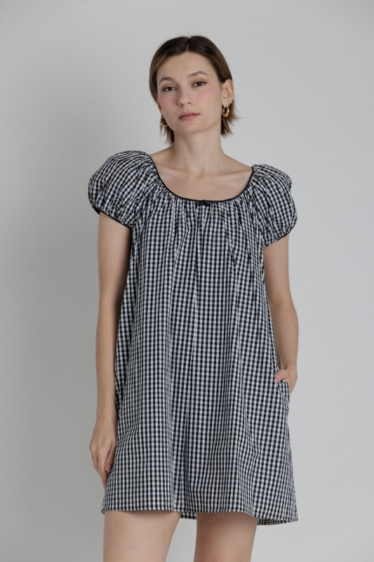 AUREUM Women's Dresses Gingham Babydoll Mini Dress