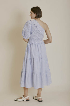 AUREUM Women's Dresses Smocked One Shoulder Midi Dress || David's Clothing