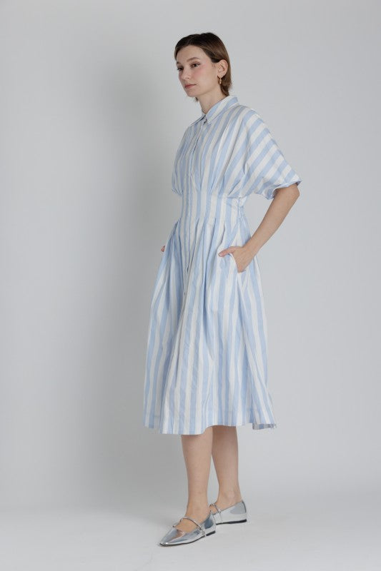 AUREUM Women's Dresses Striped Pleated Midi Dress