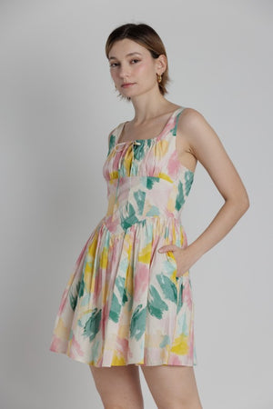 AUREUM Women's Dresses Watercolor Mini Dress W/ Ties