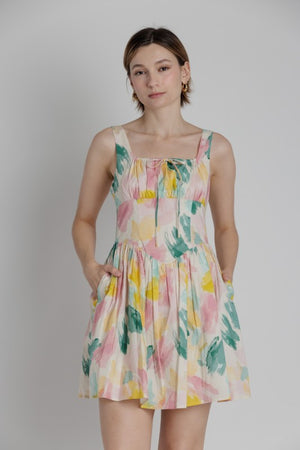 AUREUM Women's Dresses Watercolor Mini Dress W/ Ties