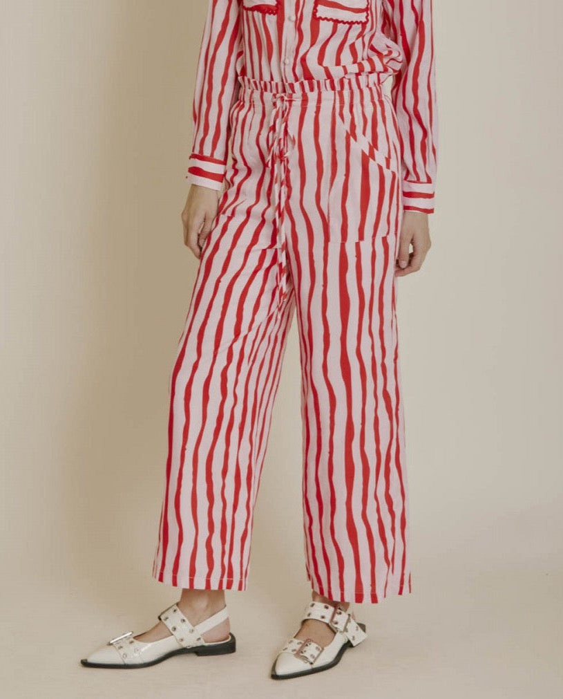 AUREUM Women's Pants Watercolor Stripe Pants || David's Clothing