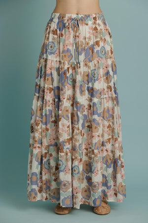 AUREUM Women's Skirts Tiered Floral Maxi Skirt