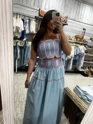 BABY PINK 26-Women's Skirts Blue/Red Skirt Set
