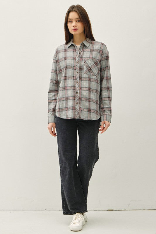 Be Cool LA 22-Women's Woven Top 1 - take pics 222 CLASSIC PLAID LS