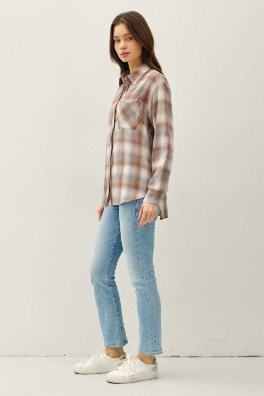 Be Cool LA Women's Top Cambell Plaid Boxy Shirt
