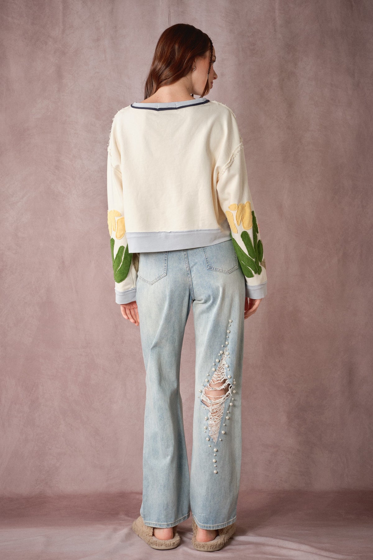 Blue B Collection Women's Top Tulip Patchwork Knit Top