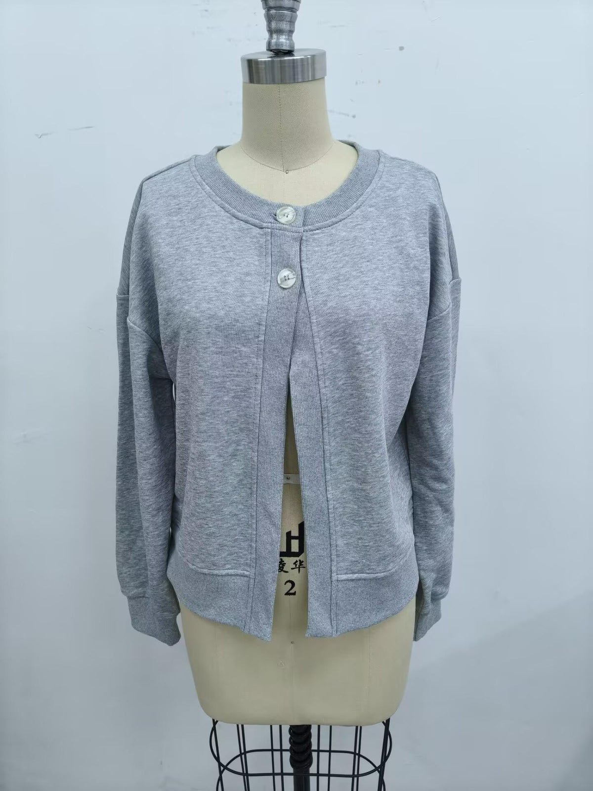 BUCKET LIST Women's Cardigans Premium Button-front Crewneck Sweatshirt Cardigan