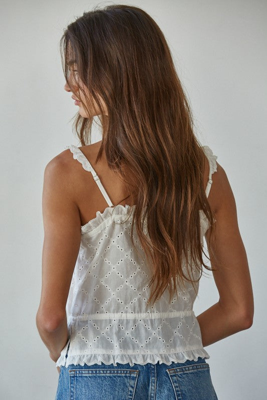 BY TOGETHER YOU AND I Women's Top By Together Salvador Eyelet Sleeveless Top || David's Clothing