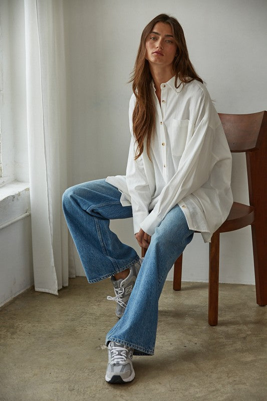 BY TOGETHER YOU AND I Women's Top Off-duty Boyfriend Shirt || David's Clothing