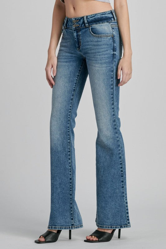 CELLO JEANS Women's Jeans Cello Jeans 2 Button Mid Rise Flare || David's Clothing