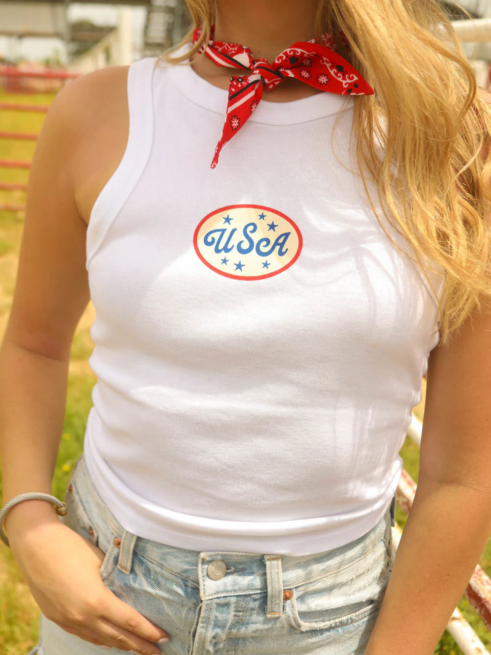 CHARLIE SOUTHERN Women's Top Charlie Southern USA Tank || David's Clothing