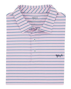 COASTAL COTTON Men's Polo BLUE/PINK / S Coastal Cotton Stripe Polo || David's Clothing PPSBC