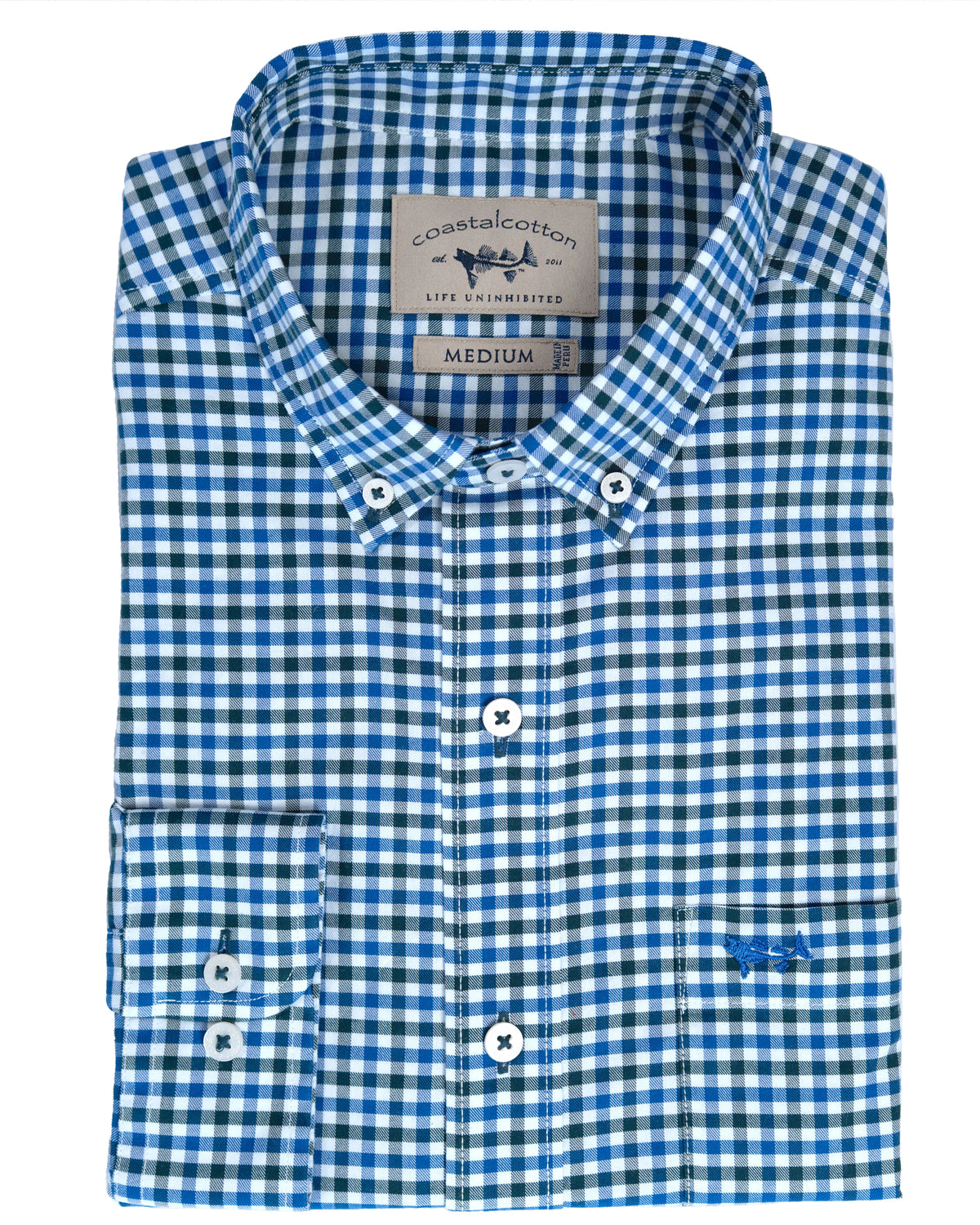 COASTAL COTTON Men's Sport Shirt Coastal Cotton Blue Pine Gingham