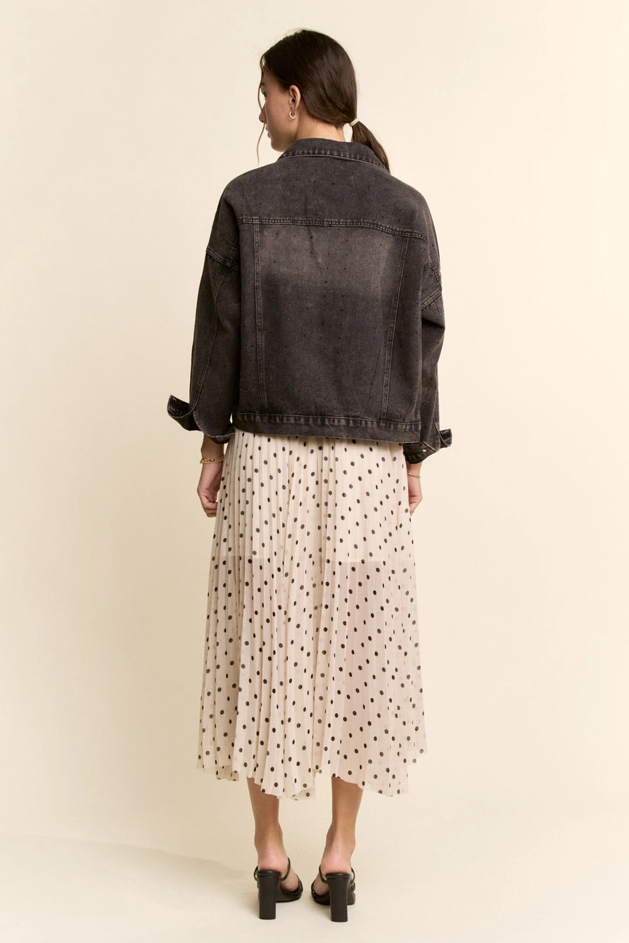 DAVI & DANI Women's Skirts Polka Dot Pleated Midi Skirt
