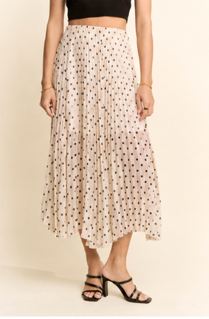 DAVI & DANI Women's Skirts Polka Dot Pleated Midi Skirt