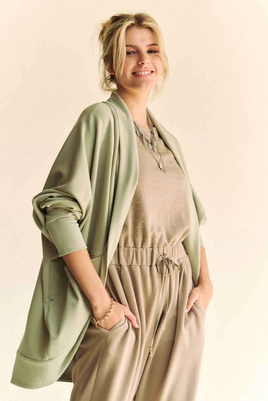 DAVI & DANI Women's Sweater Dolman Long Sleeves Shawl Open Cardigan