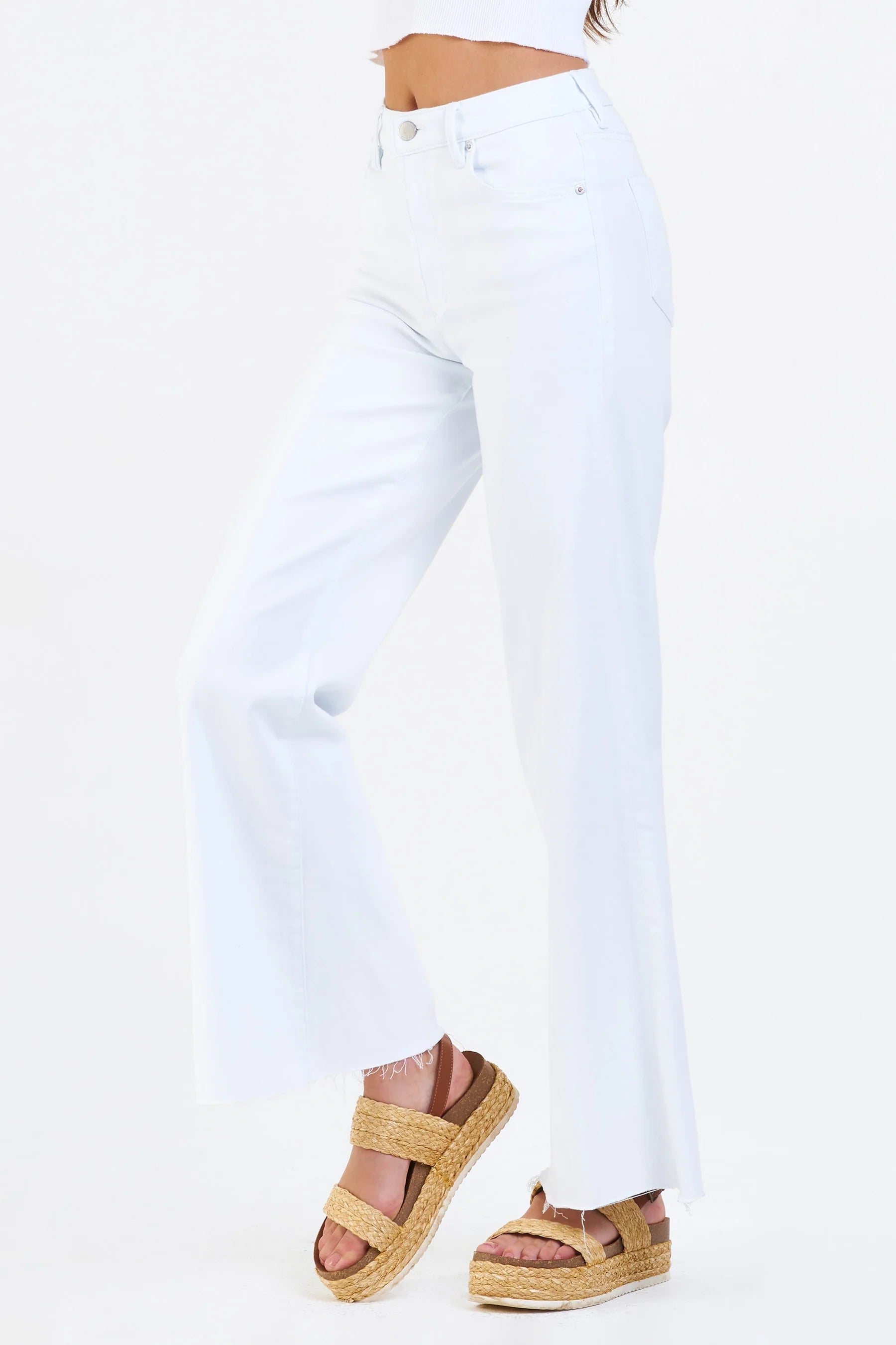 DEAR JOHN DENIM Women's Jeans Dear John Denim Fiona Mid Rise Wide Leg Jeans White || David's Clothing