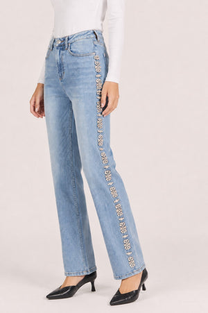 DEAR JOHN DENIM Women's Jeans Dear John Holly Bedazzled Hi Rise Clean Hem Jeans