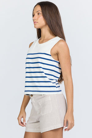 DEAR JOHN DENIM Women's Top Dear John Jett Tank Cream Navy Stripe