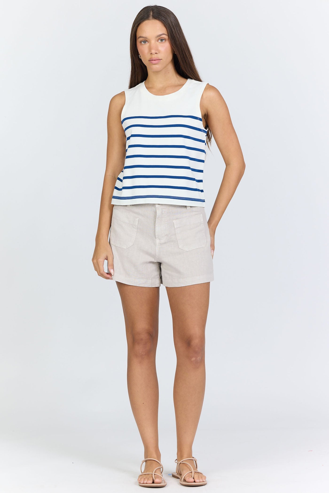 DEAR JOHN DENIM Women's Top Dear John Jett Tank Cream Navy Stripe
