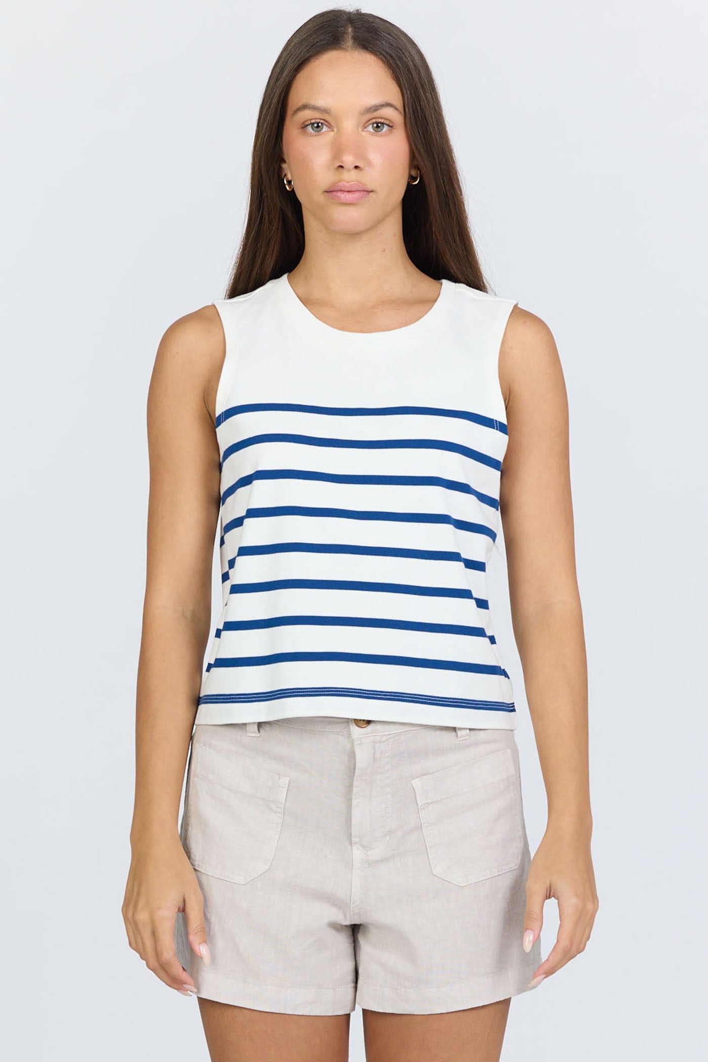 DEAR JOHN DENIM Women's Top Dear John Jett Tank Cream Navy Stripe
