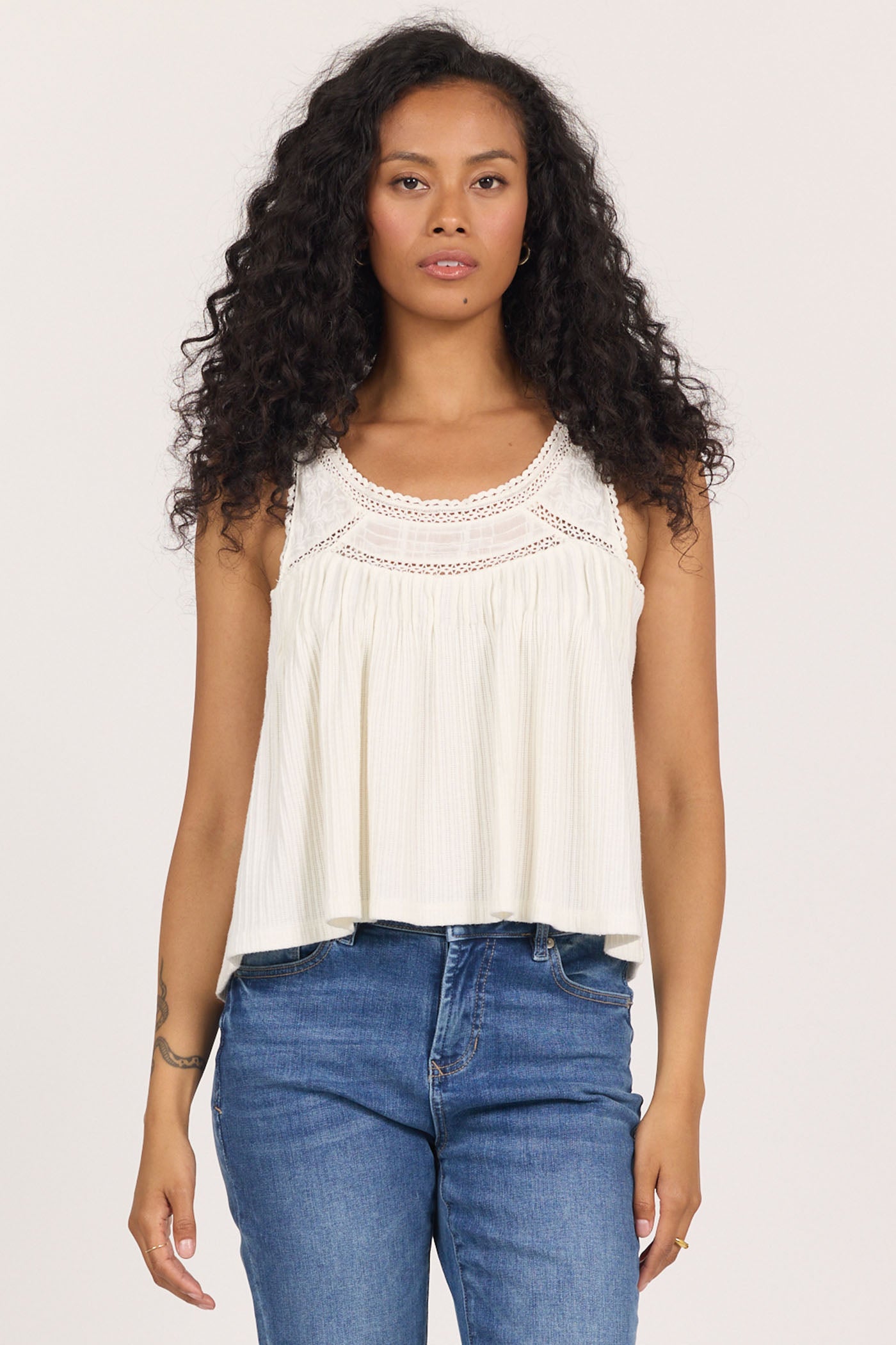 DEAR JOHN DENIM Women's Top Dear John Masali Scoop Neck Sleeveless Lace Details