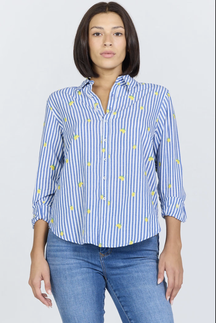DEAR JOHN DENIM Women's Top Dear Lolita Blue Lemon Embroidery Shirt