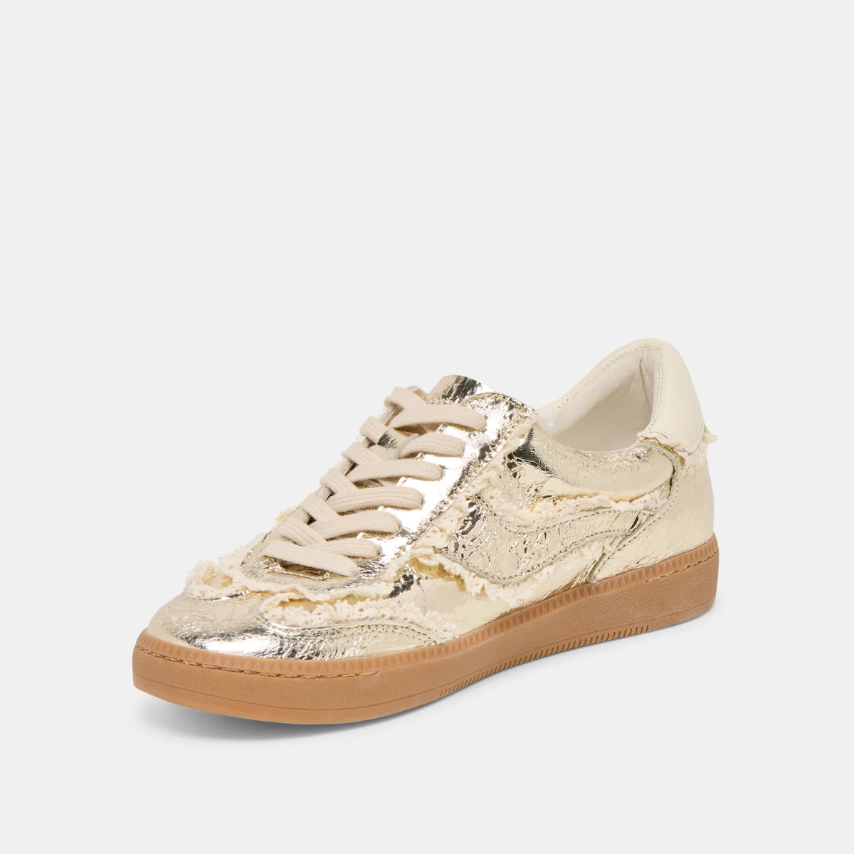 DOLCE VITA Women's Shoes Notice Lace Sneakers Platinum Distressed Leather