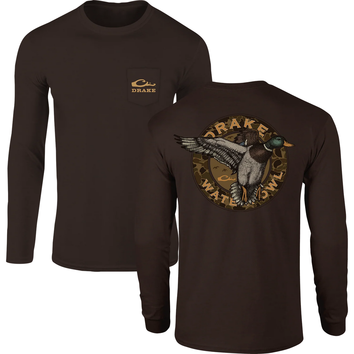 DRAKE CLOTHING CO. Men's Tees CHOCOLATE BROWN / S Drake Circle Mallard Long Sleeve T-Shirt DT9813CBR