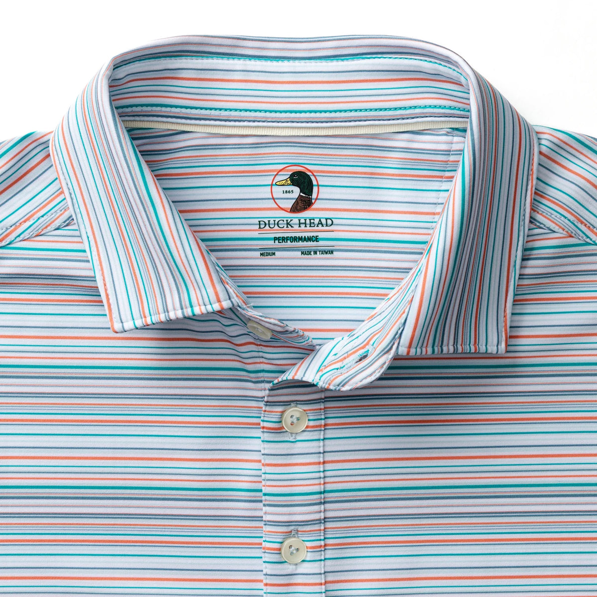 DUCK HEAD Men's Polo Duck Head Long Drive Performance Polo Neil Stripe